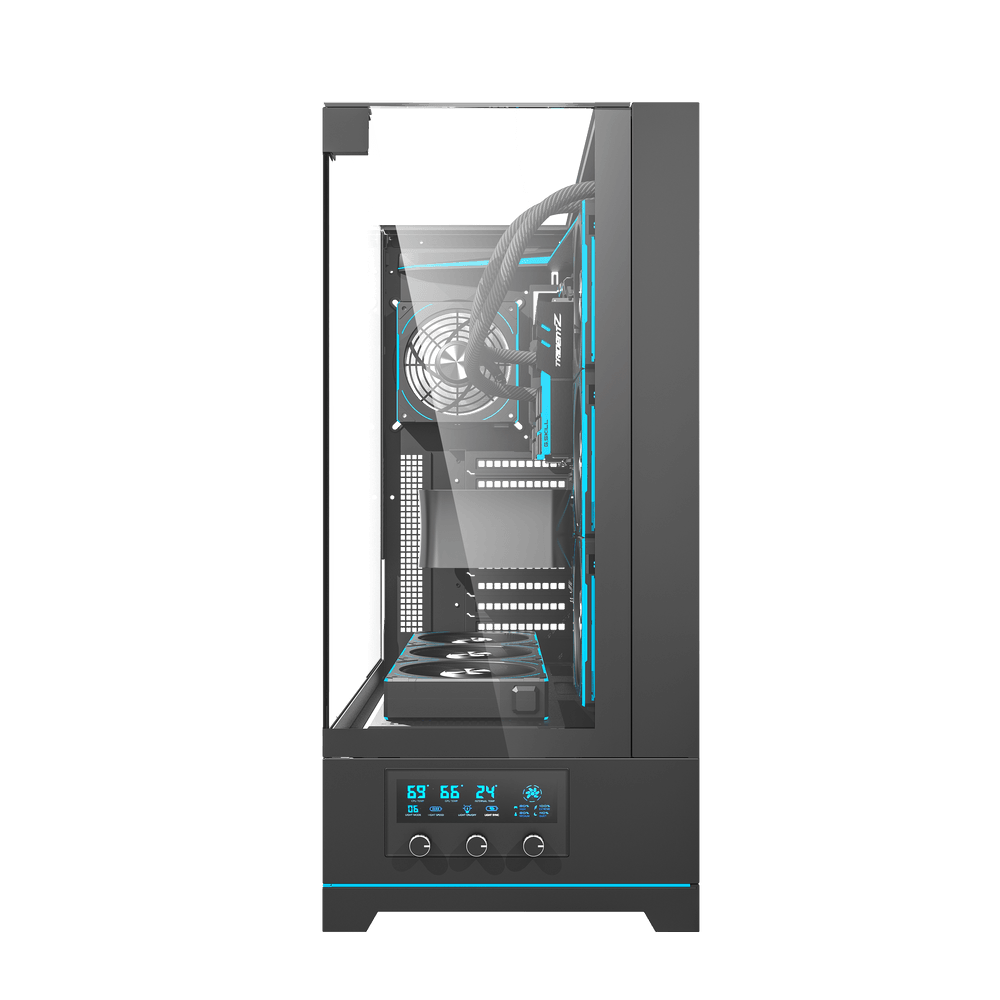 Darkflash DY450L Pro ATX PC Case - White (With 4 x Digital Fans Included With Temperature)