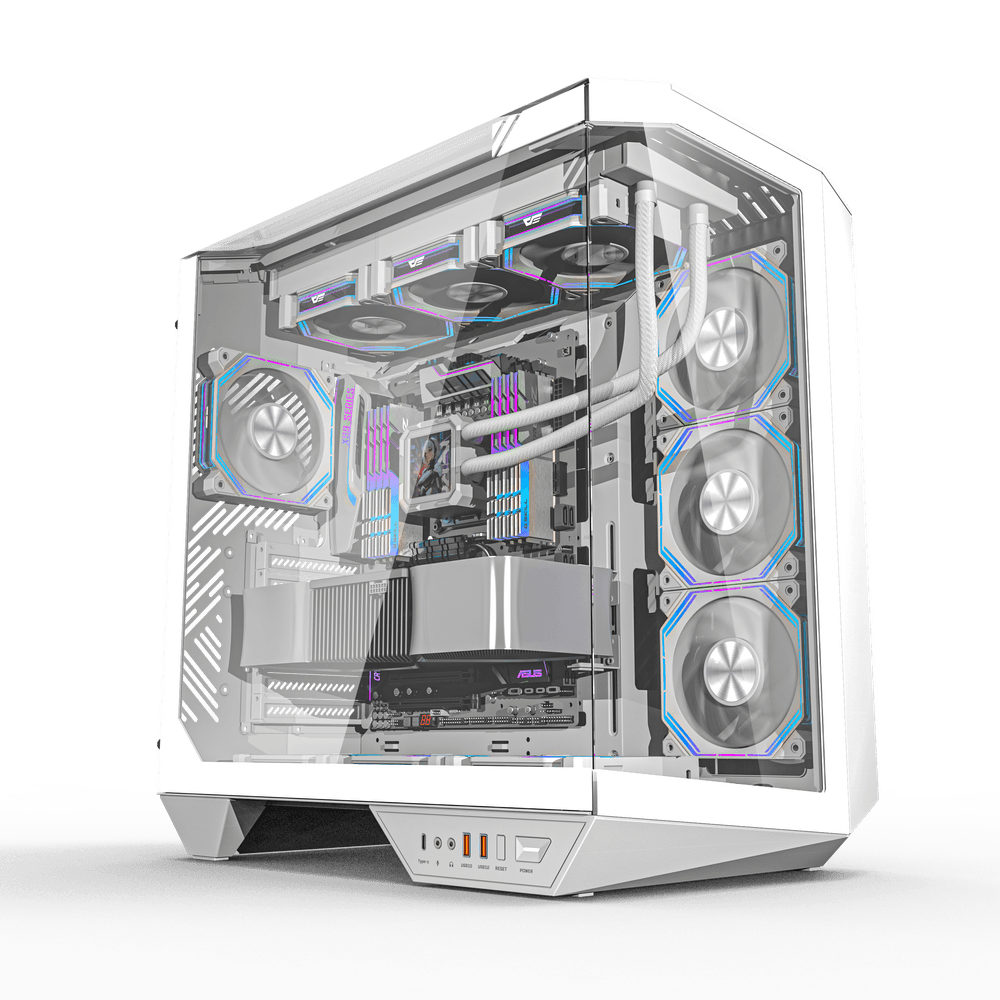 Darkflash DY470 ATX PC Case - White (With 4 x ARGB Fans Included)