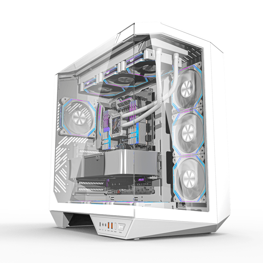 Darkflash DY470 ATX PC Case - White (With 4 x ARGB Fans Included)