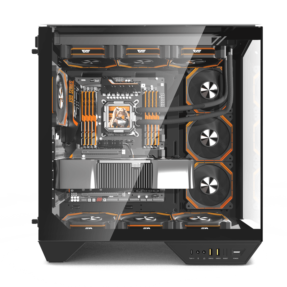 Darkflash DY470 ATX PC Case - Black (With 4 x ARGB Fans Included)