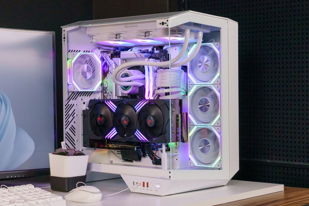 Darkflash DY470 ATX PC Case - White (With 4 x ARGB Fans Included)