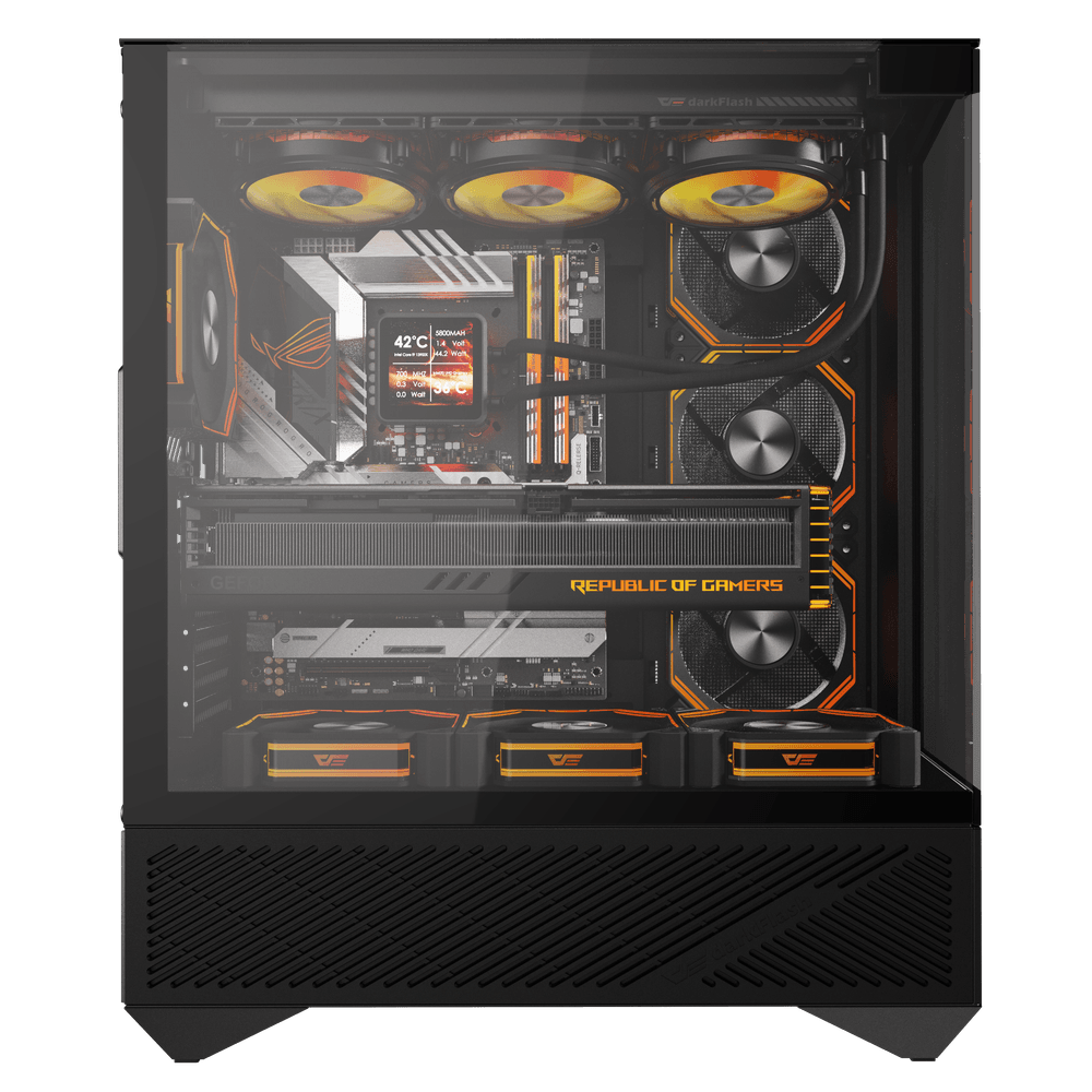 Darkflash DY460 ATX PC Case - Black (With 4 x ARGB Fans Included)