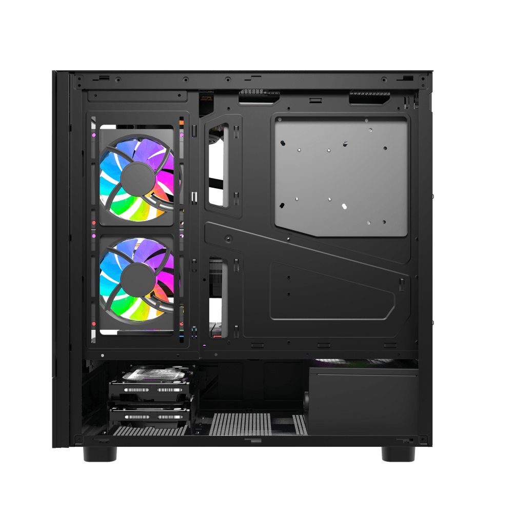 Darkflash DS950V ATX PC Case - Black (With LED Display + 6 x ARGB Fans Included)