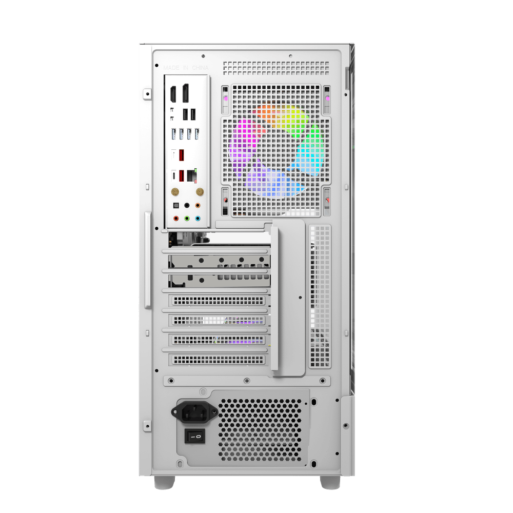 Darkflash DS950V ATX PC Case - White (With LED Display + 6 x ARGB Fans Included)