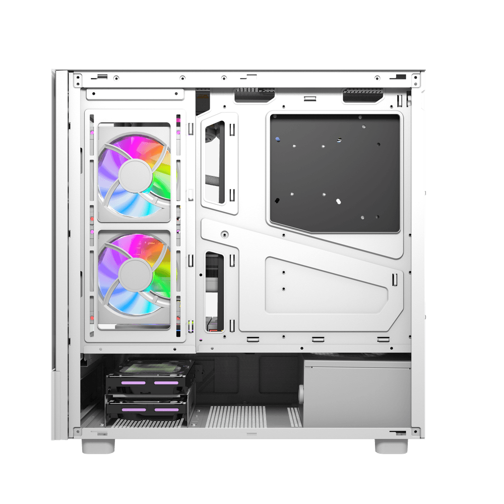 Darkflash DS950V ATX PC Case - White (With LED Display + 6 x ARGB Fans Included)