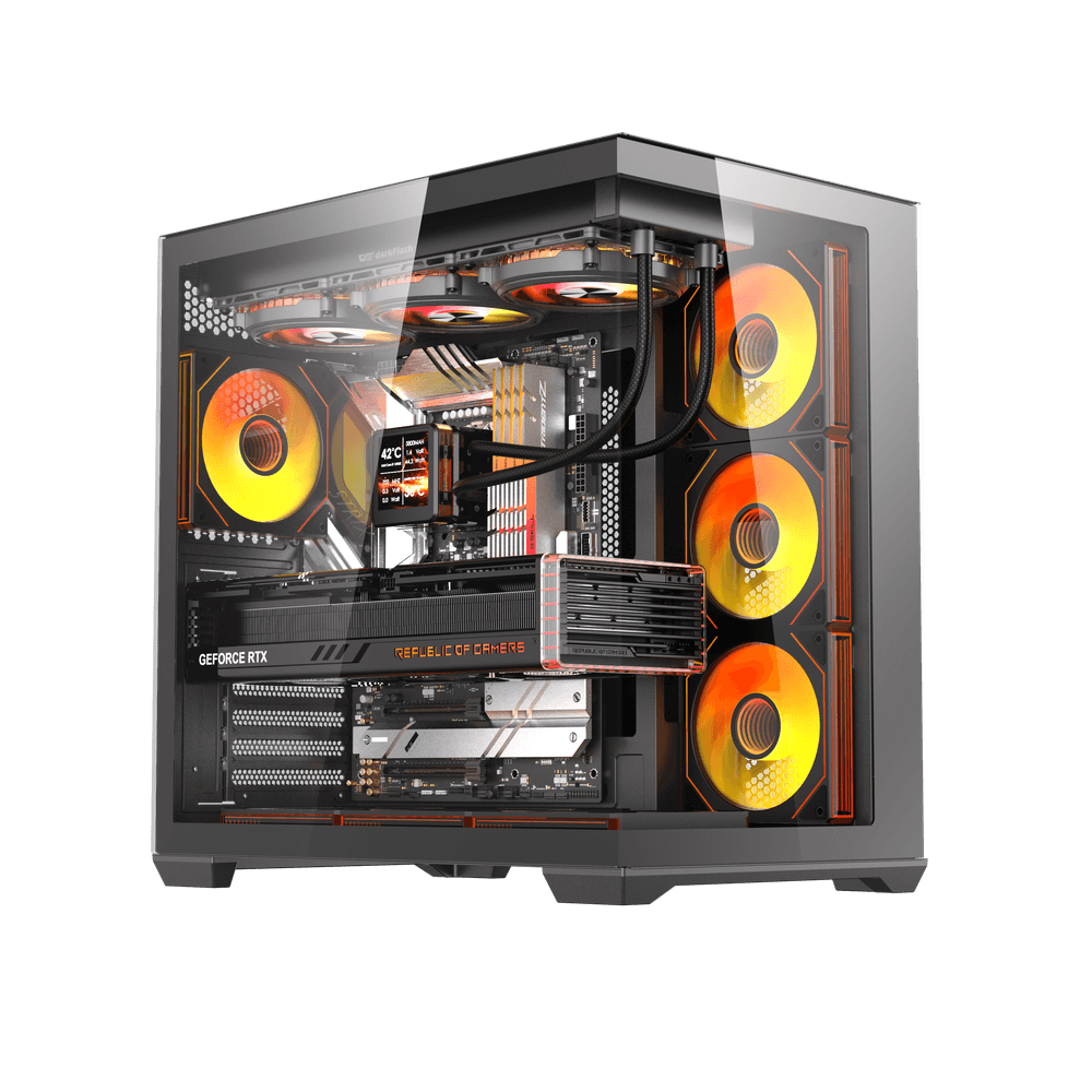 Darkflash C280 ATX PC Case - Black (With 7 x ARGB Fans Included)