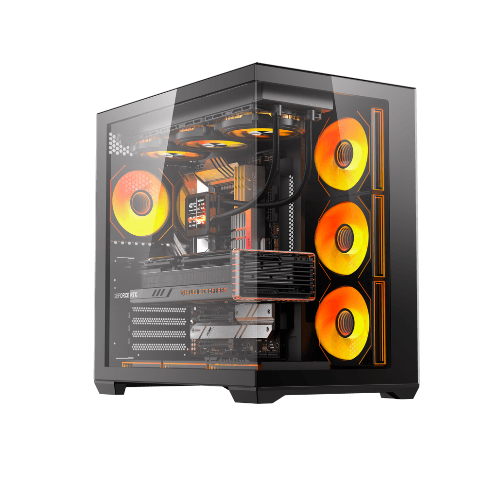 Darkflash C280 ATX PC Case - Black (With 7 x ARGB Fans Included)