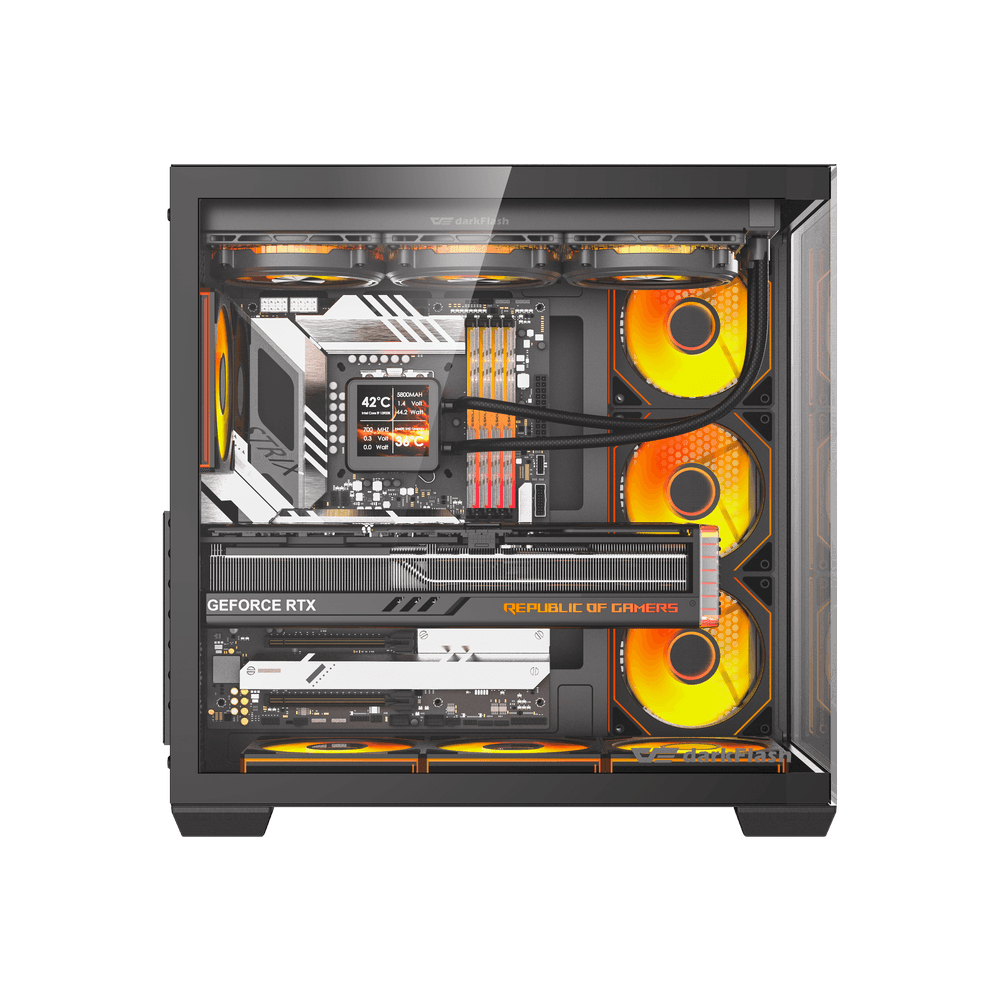 Darkflash C280 ATX PC Case - Black (With 7 x ARGB Fans Included)