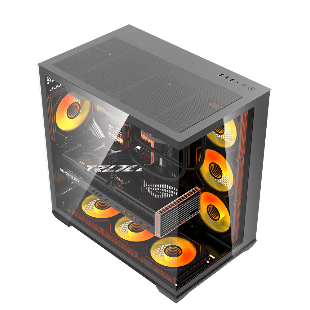 Darkflash C280 ATX PC Case - Black (With 7 x ARGB Fans Included)