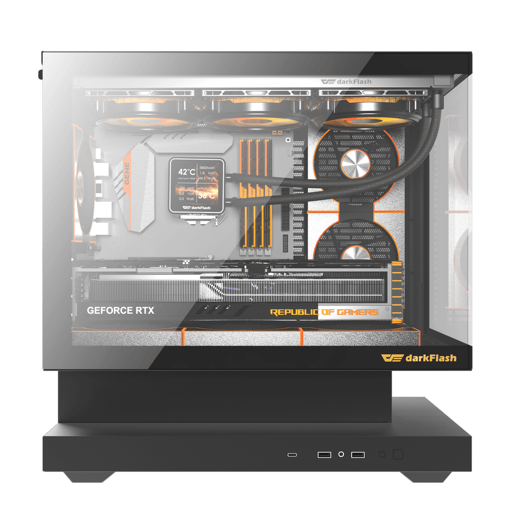 Darkflash FLOATRON F1 M-ATX PC Case - Black (With 6 x ARGB Fans Included)