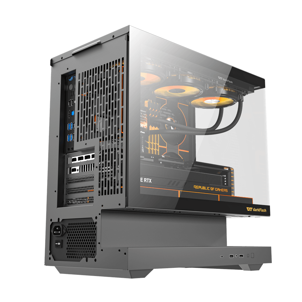Darkflash FLOATRON F1 M-ATX PC Case - Black (With 6 x ARGB Fans Included)
