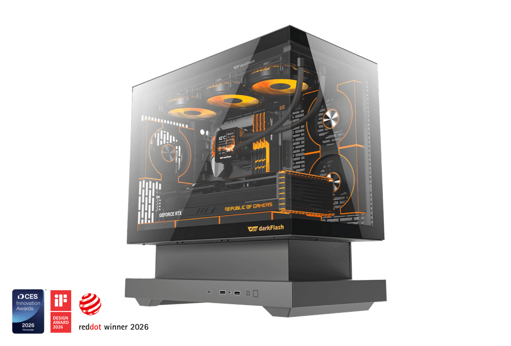 Darkflash FLOATRON F1 M-ATX PC Case - Black (With 6 x ARGB Fans Included)