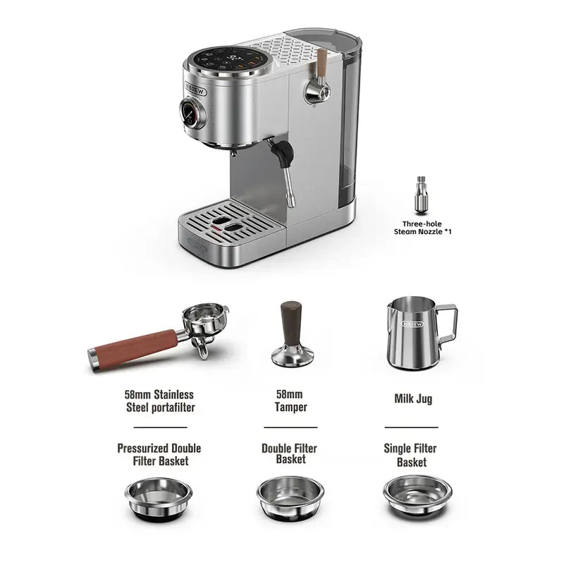 HiBREW H13 Coffee Espresso Machine - Silver