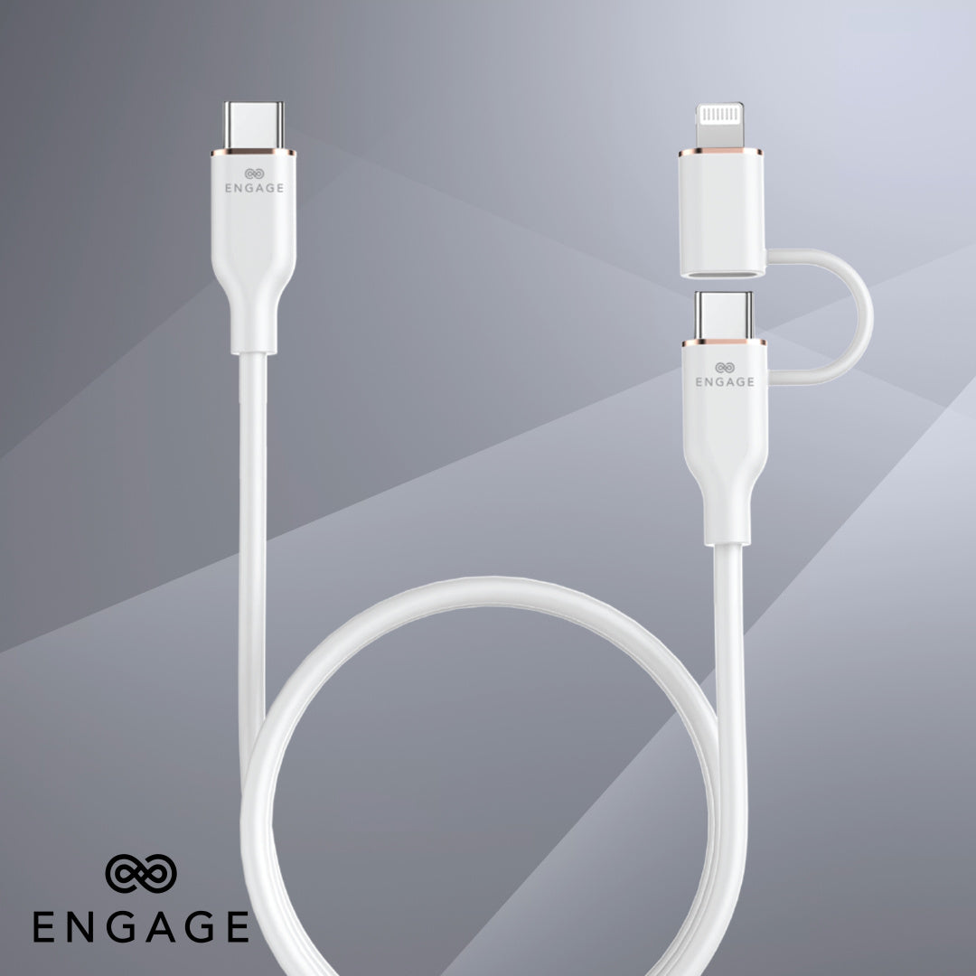 Engage Super Soft Silicone C To Usb-C Cable W/Lightning Adapter Wt 8954526522395