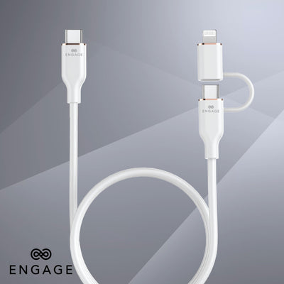 Engage Super Soft Silicone C To Usb-C Cable W/Lightning Adapter Wt 8954526522395