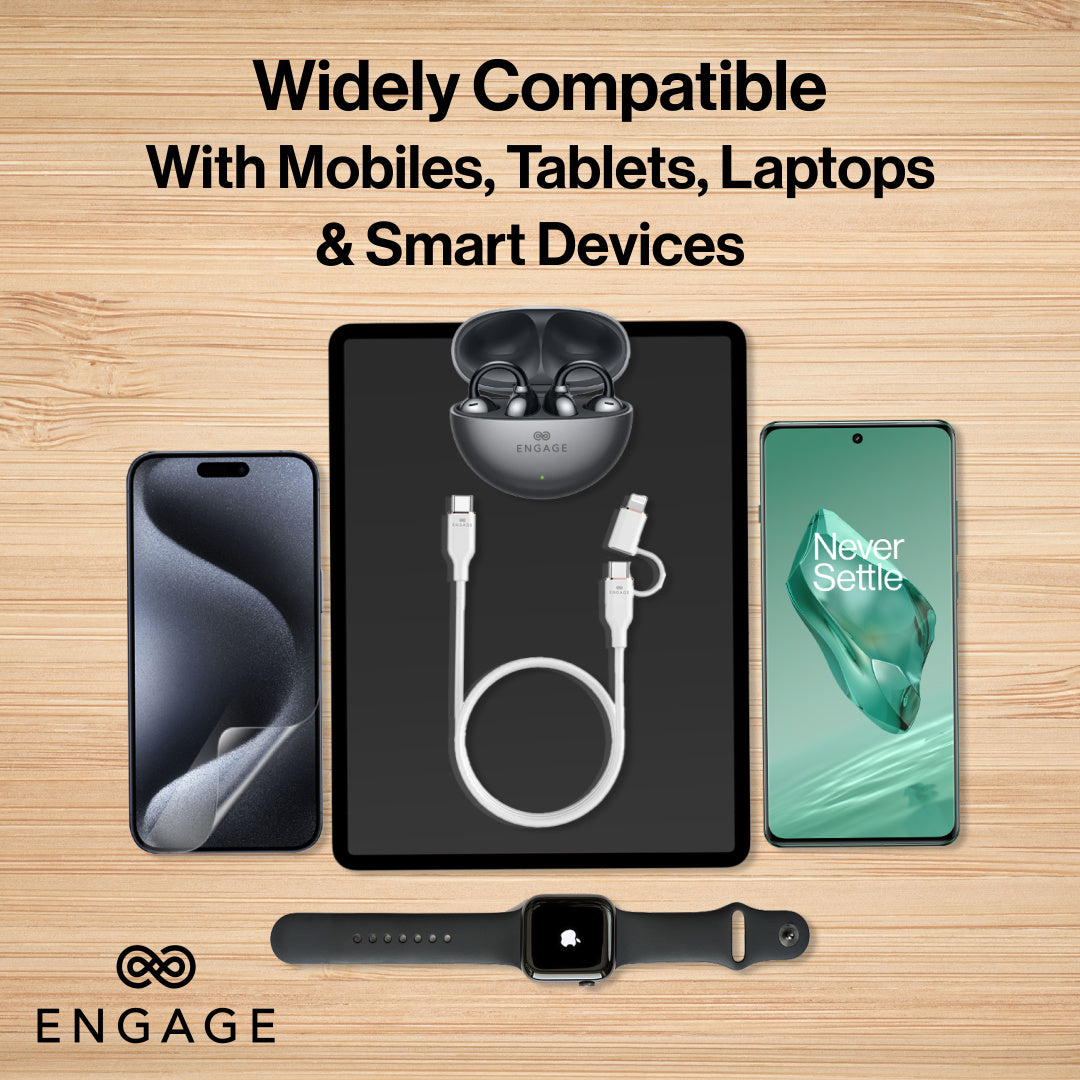Engage Super Soft Silicone C To Usb-C Cable W/Lightning Adapter Wt 8954526522395