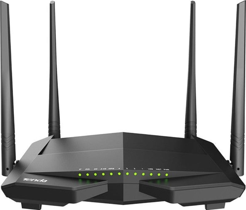 Tenda V12 AC1200 Dual Band Wi-Fi Gigabit VDSL/ADSL Modem Router / 4x5dBi Fixed External Antennas / Profile 35b / 300Mbps at 2.4GHz / 867Mbps at 5GHz