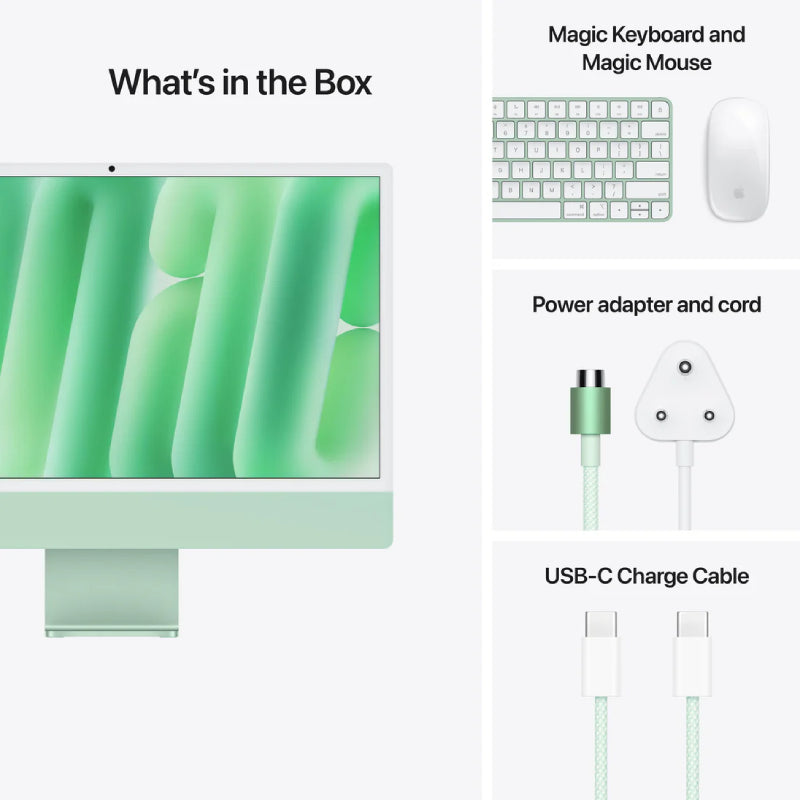 Apple iMac - 24" / M4 / 8-Core CPU / 8-Core GPU / 16 Core Neural Engine / 16GB RAM / 256GB SSD / Green / 1YW