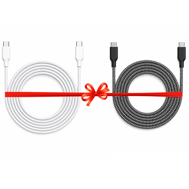 ENERGIX Proper Q8 Lite Cable - 60W / USB-C / 2 Meter / White + ENERGIX Q8 USB-C Cable with USB-A Converter - 60W / USB-C / USB-A / 2 Meter / Black/White - Bundle Offer