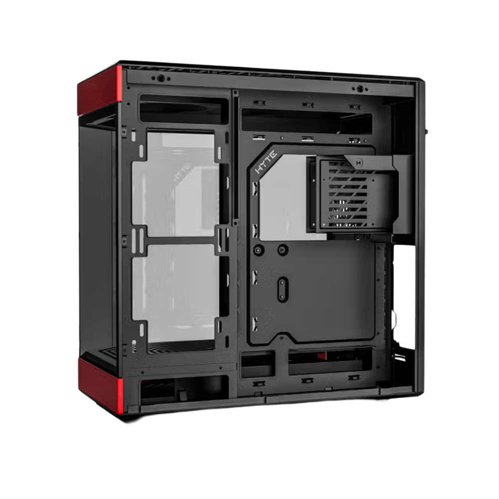 HYTE Y60 Dual Chamber Panoramic Tempered Glass ATX Case With 3 Fans - Black/Red
