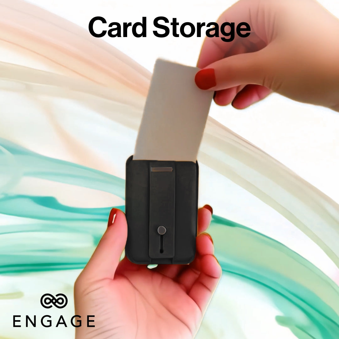 Engage Magsafe Wallet With Finger Grip Holder (Black)