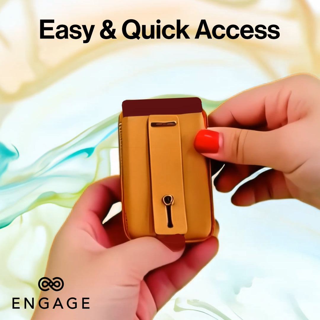 Engage Magsafe Wallet With Finger Grip Holder (Black)