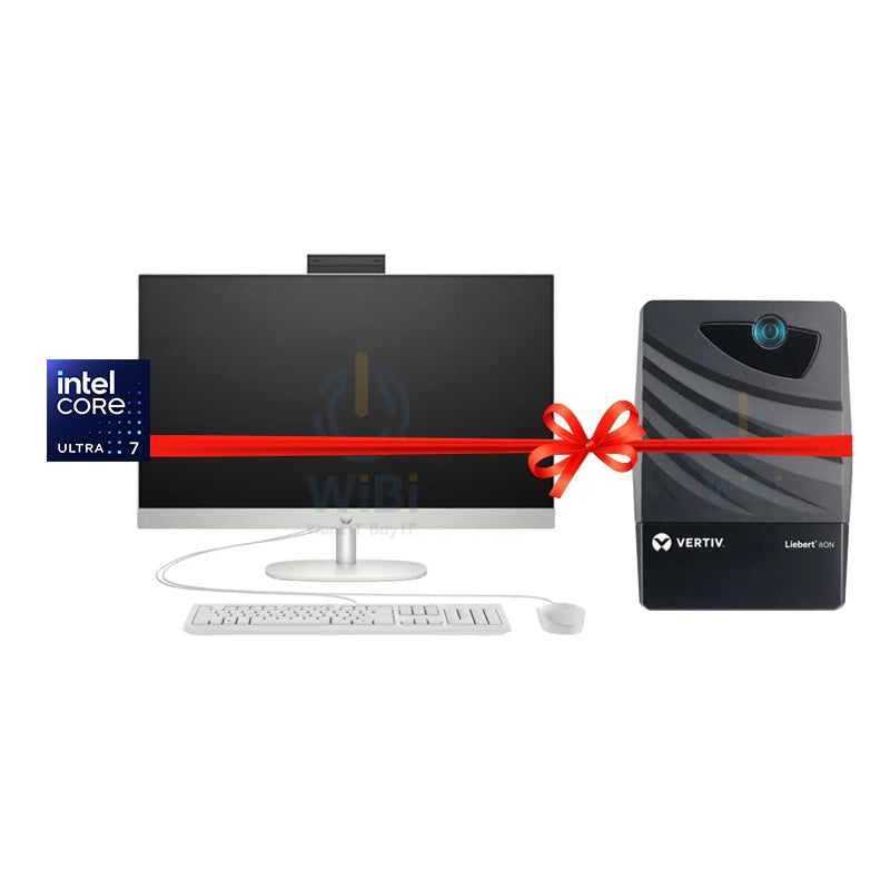 HP 24-CR2042NE AIO AI PC - Intel® Core™ Ultra 7 Processor 255U / 8GB / 512GB (NVMe M.2 SSD) / 23.8" FHD Touch / 1YW / Shell White + Vertiv / Liebert itON 800VA (360W) UPS - Bundle Offer