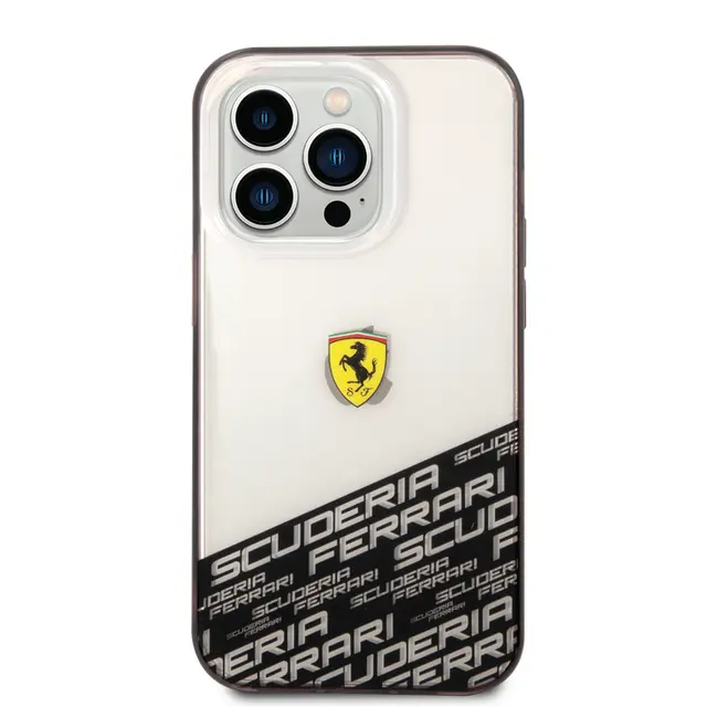 Ferrari iPhone 14 Pro PC/TPU IML Case with Bottom Scuderia Allover Print - Silver