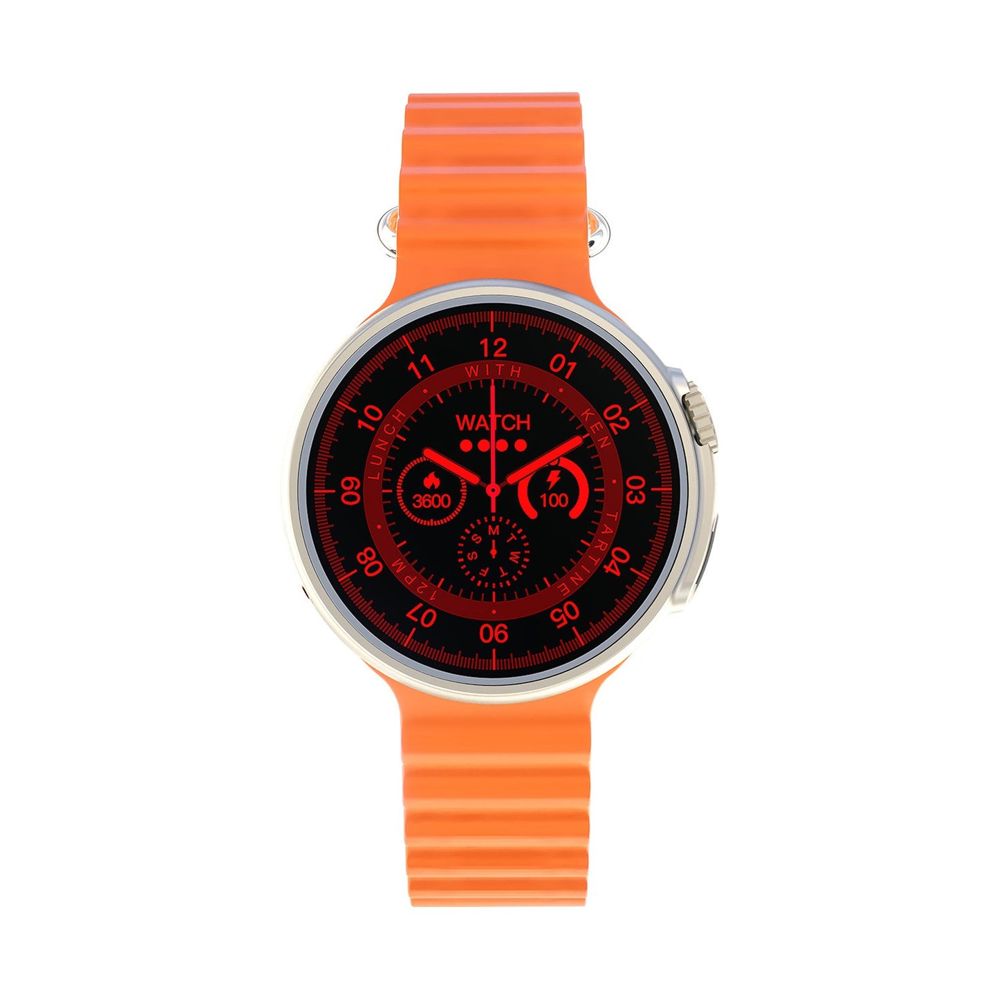 ساعة Porodo Ultra Evo الذكية بشاشة لمس واسعة 1.51 بوصة - سوار برتقالي