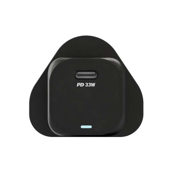 Powerology GaN Wall Charger With Cable - 33W / USB-C / Black