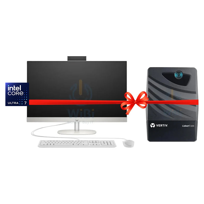 HP 27-CR2039NE AIO AI PC - Intel® Core™ Ultra 7 Processor 255U / 8GB / 512GB (NVMe M.2 SSD) / 27" FHD Touch / 1YW / Shell White + Vertiv / Liebert itON 800VA (360W) UPS - Bundle Offer