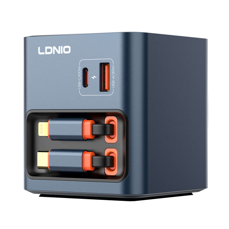 LDNIO Q16 GaN Desktop Fast Charger - 100W / Lightning / USB-C / Blue
