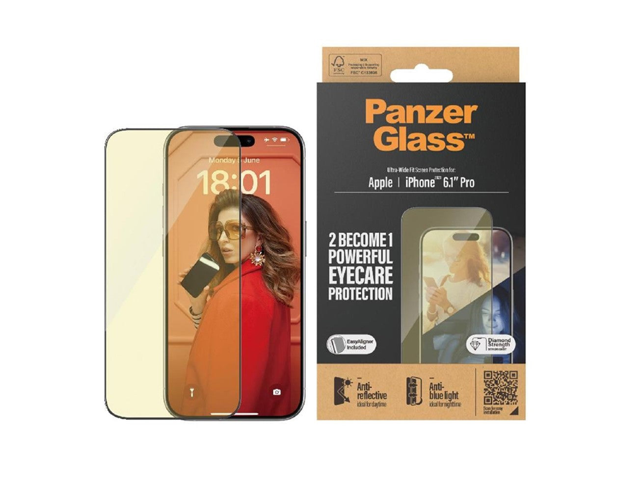 PanzerGlass Ultra Wide Fit Screen Protector - Apple iPhone 15 / Anti-Reflective & Bluelight