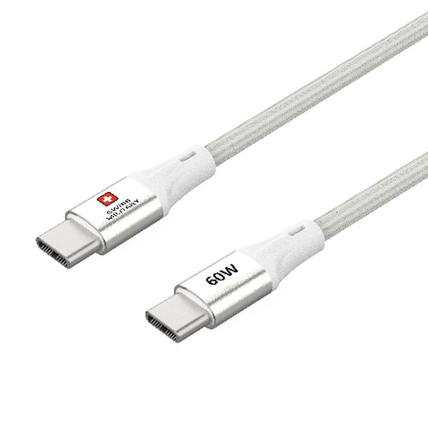 Swiss Military USB-C To USB-C Data Sync Charging Cable - 1.2 Meter /  60W / White