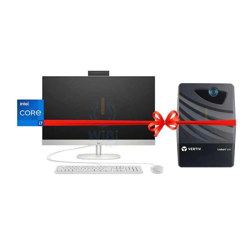 عرض حزمة كمبيوتر متكامل إتش بي 27-CR0027NE - i7-1355U / 16 جيجابايت / 512 جيجابايت (محرك أقراص صلبة SSD بتقنية NVMe M.2) / شاشة حجم 27 بوصة FHD تعمل باللمس / ضمان سنة / أبيض صدفي + مزود طاقة غير منقطع UPS فيرتيف / ليبرت itON بقدرة 800 فولت أمبير (360 واط)