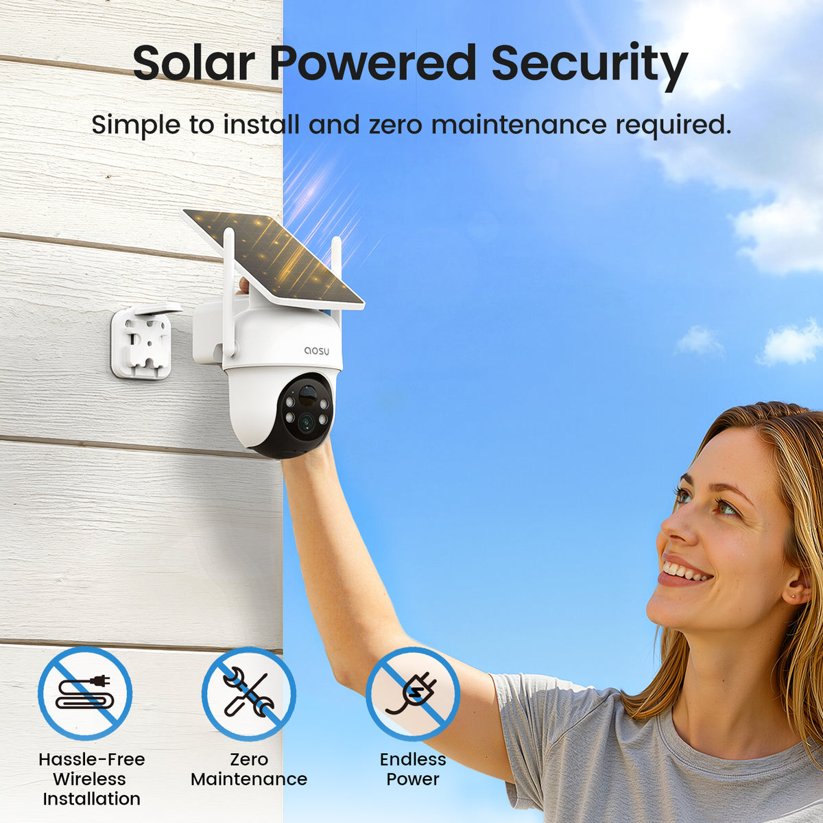 AOSU Solar Cam D1 Classic Kit 2 Cameras - 3MP / AI Detection / Night Vision