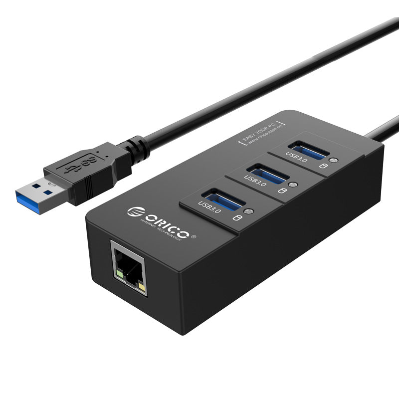 ORICO USB HUB - USB3.0 3-Port / LAN / Black