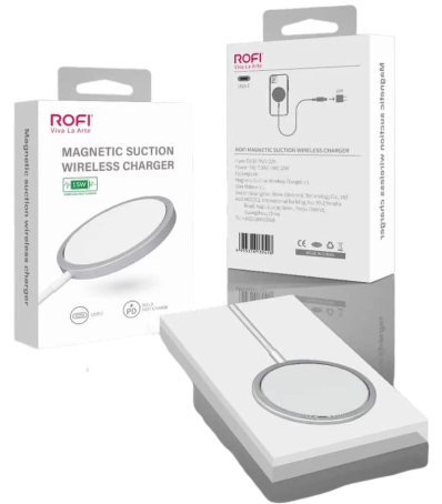 ROFI 20W Charging Plug Power Adaptor type-C With Magnetic Suction wireless Charger type C - White