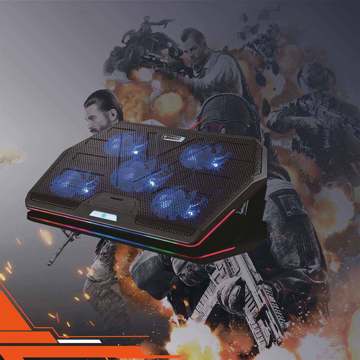 Porodo Gaming Cooling Pad - Multi Fan / Black