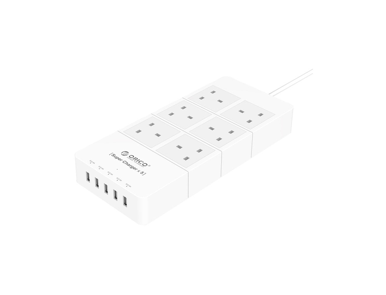 ORICO 6 Ac Outlet Surge Protector With 5 USB Charging Port - White