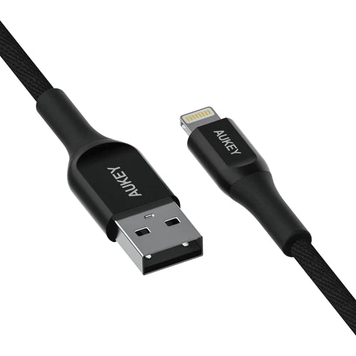 AUKEY Kevlar Core Lightning to USB-A Cable (1.2m / 3.95ft) – Black