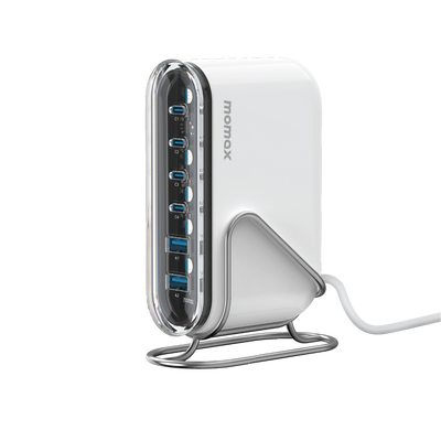 MOMAX 1-Charge Flow+ 6-Port GaN Charger - 120W / USB-A / USB-C /  White