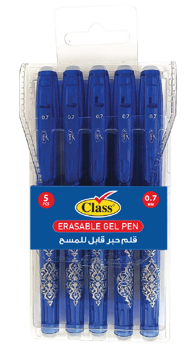 Classs O.7mm Erasable Blue Gel Pen - 5 Pieces