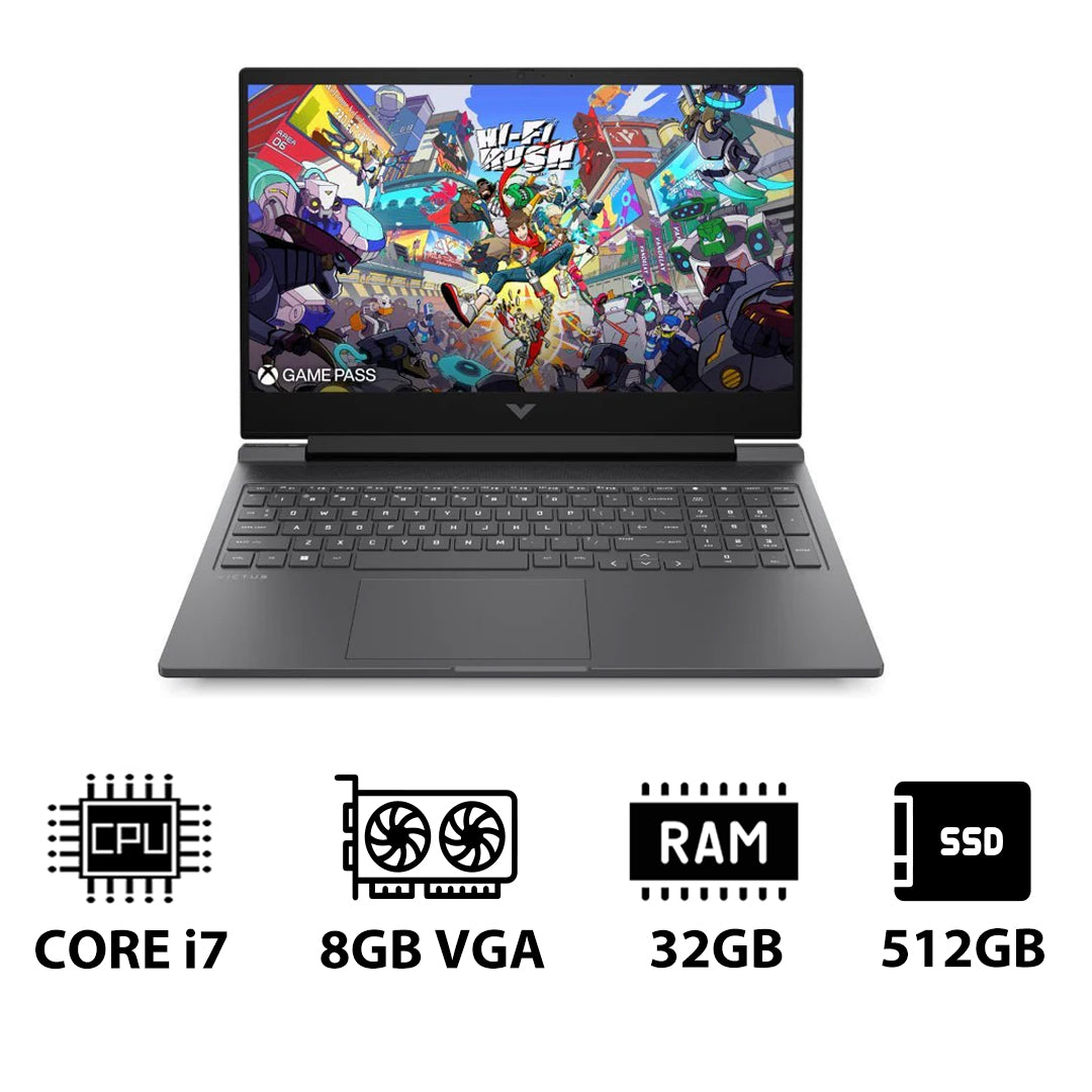 HP Victus Gaming Laptop 16-R1054NE - 16.1" FHD / i7 / 32GB / 512GB (NVMe M.2 SSD) / RTX 4060 8GB VGA / DOS (Without OS) / 1YW / Mica Silver - Laptop