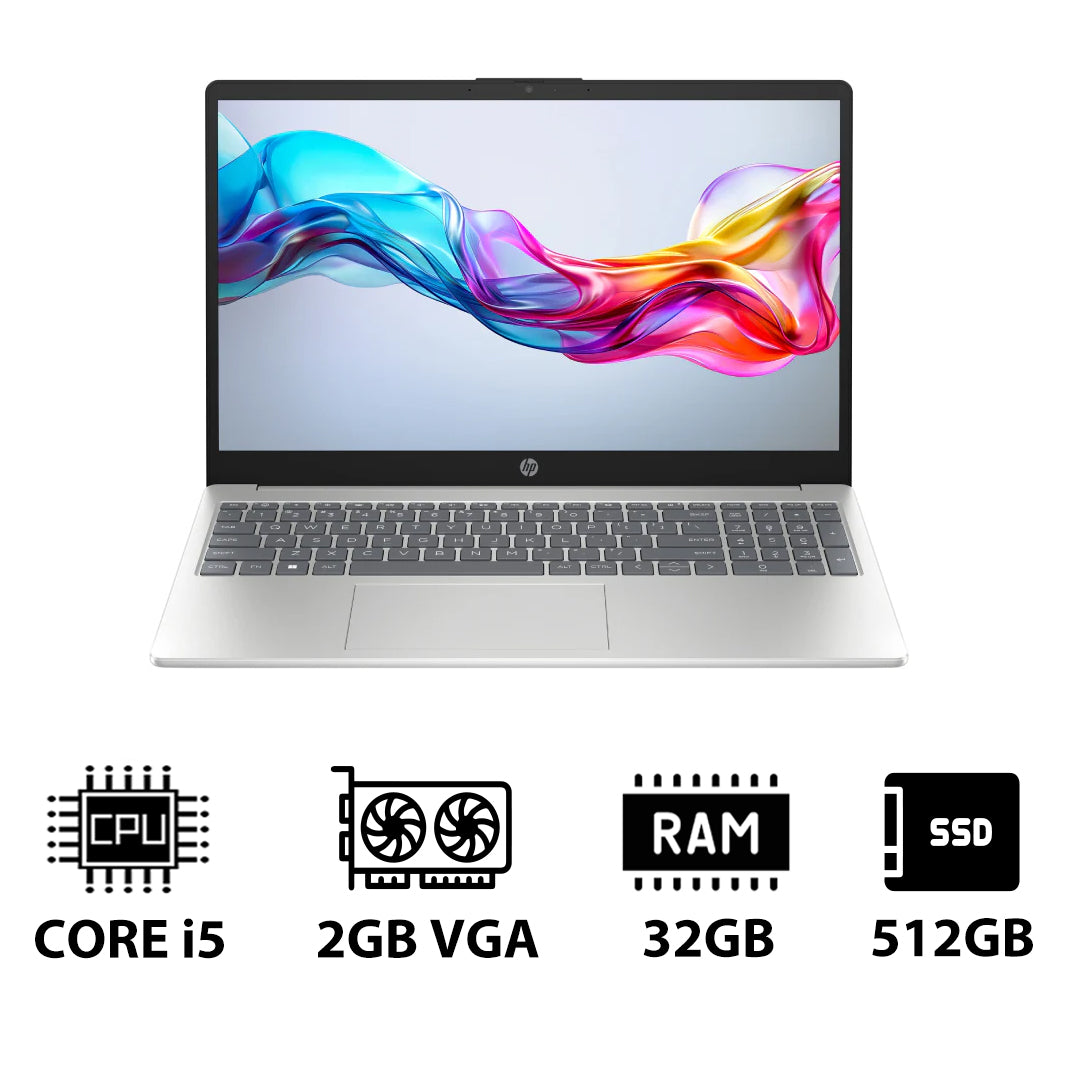 HP 15-FD0147NE - 15.6" FHD / i5 / 32GB / 512GB (NVMe M.2 SSD) / MX570 2GB VGA / DOS (Without OS) / 1YW / Natural Silver - Laptop