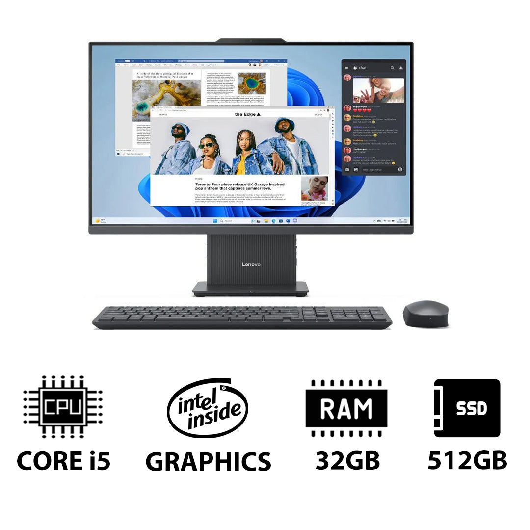 Lenovo IdeaCentre 27 Gen 9 AIO PC - i5 / 32GB / 512GB (NVMe M.2 SSD) / 27" FHD Non-Touch / DOS (Without OS) / Arabic/English / 1YW / Luna Grey - Desktop