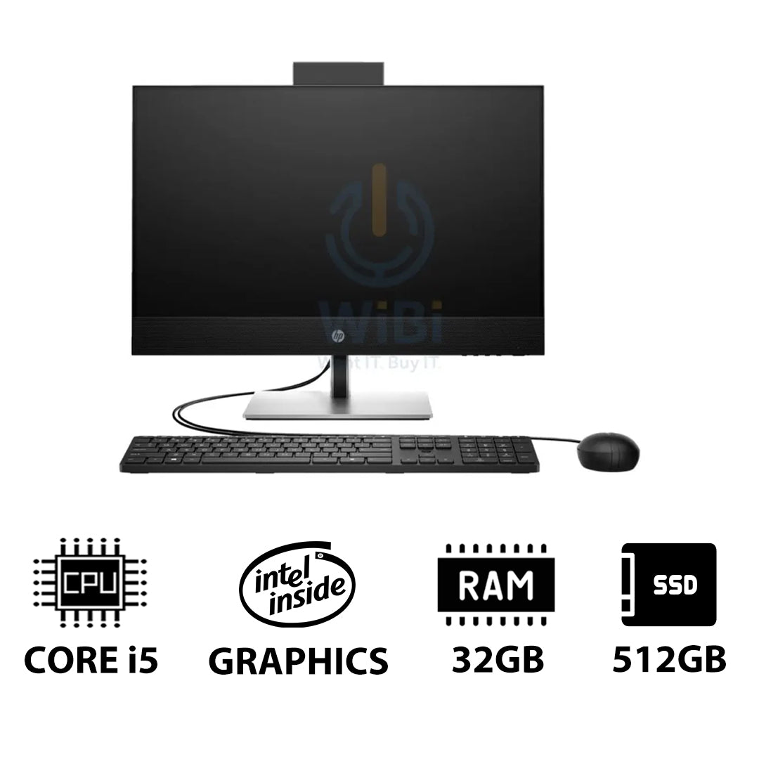 إتش بي برو ون 440 G9 المتكامل - آي 5 / 32 جيجابايت / 512 جيجابايت (NVMe م.2 إس إس دي) / 23.8" FHD لا تعمل باللمس / دوس (بدون نظام تشغيل) / ضمان سنة - كمبيوتر مكتبي