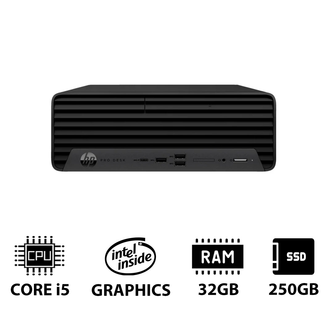 إتش بي برو SFF 400 G9 - آي 5 / 32 جيجابايت / 250 32 جيجابايت (NVMe م.2 إس إس دي) / دوس (بدون نظام تشغيل)  دوس (بدون نظام تشغيل) / ضمان سنة - كمبيوتر مكتبي