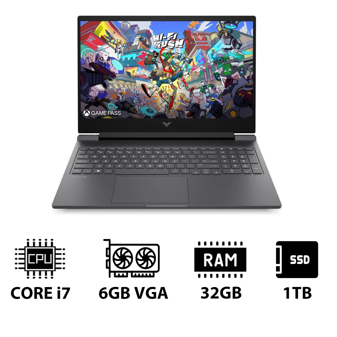 HP Victus Gaming Laptop 16-R1045NE - 16.1" FHD / i7 / 32GB / 1TB (NVMe M.2 SSD) / RTX 4050 6GB VGA / DOS (Without OS) / 1YW / Mica Silver - Laptop