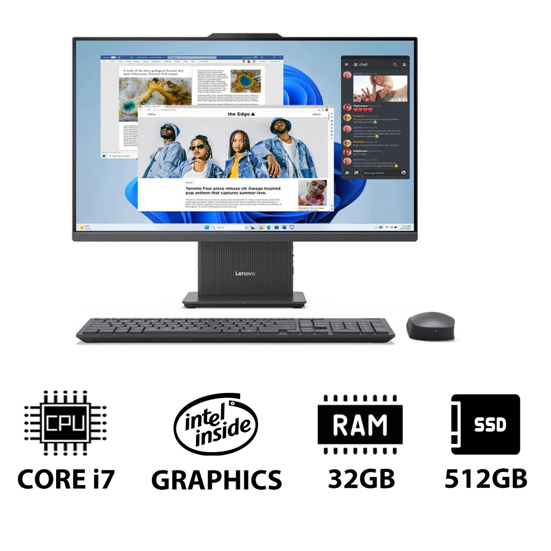 Lenovo IdeaCentre 27 Gen 9 AIO PC - i7 / 32GB / 512GB (NVMe M.2 SSD) / 27" FHD Non-Touch / DOS (Without OS) / Arabic/English / 1YW / Luna Grey - Desktop